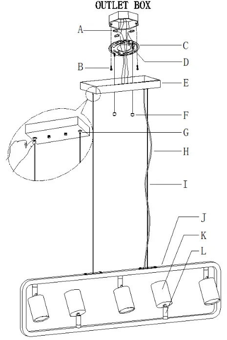 ZEVNI A04555 Elroy 5-Light Black-Brass Modern-Contemporary Chandelier - 3