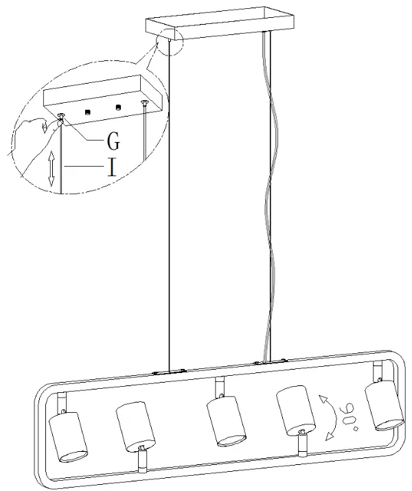 ZEVNI A04555 Elroy 5-Light Black-Brass Modern-Contemporary Chandelier - 9