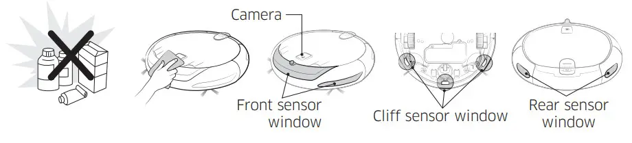 SAMSUNG SR10J5050U Robotic vacuum cleaner - Cleaning the sensors