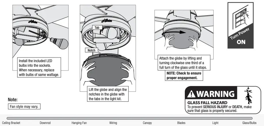 Installing the Bulbs and Glass
