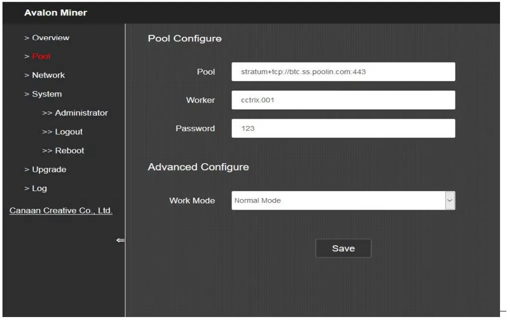 MicroBT Avalon Miner 1047 Bitcoin Btc Miners - Mine pool setting