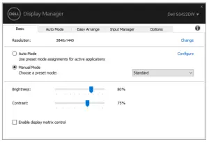 DELL S3422DW 34 Inch Ultrawide WQHD Curved Monitor-Setting1