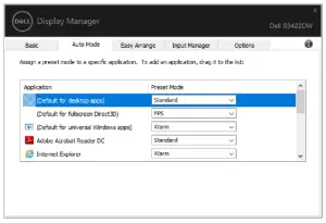 DELL S3422DW 34 Inch Ultrawide WQHD Curved Monitor- preset mode