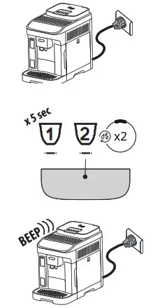 DeLonghi ECAM29X.6Y Cappuccino Machine- Reset default values