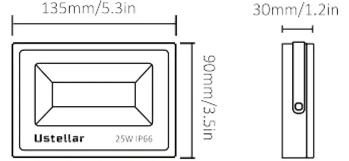 Ustellar UT88870-RGB LED Flood Light Outdoor App Control - Diagram