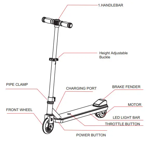 Dongguan 7go Technology K6 Kids Scooter - PRODUCT DIAGRAM