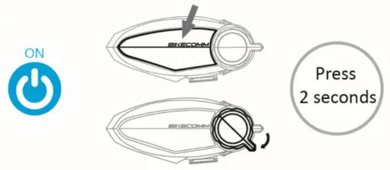 BIKECOMM BK S2 Bluetooth Headset -Power on