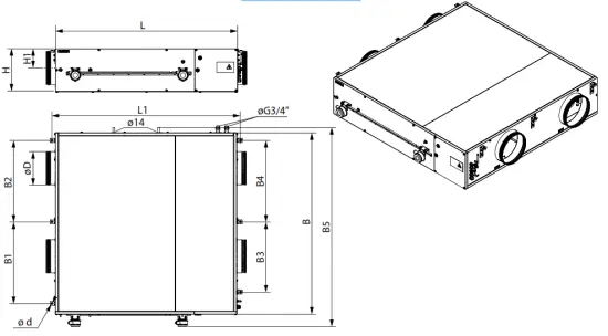 VENTS VUE 550 PBW EC Heat and Energy Recovery Air Handling Unit - VUTVUE 900 PBW EC