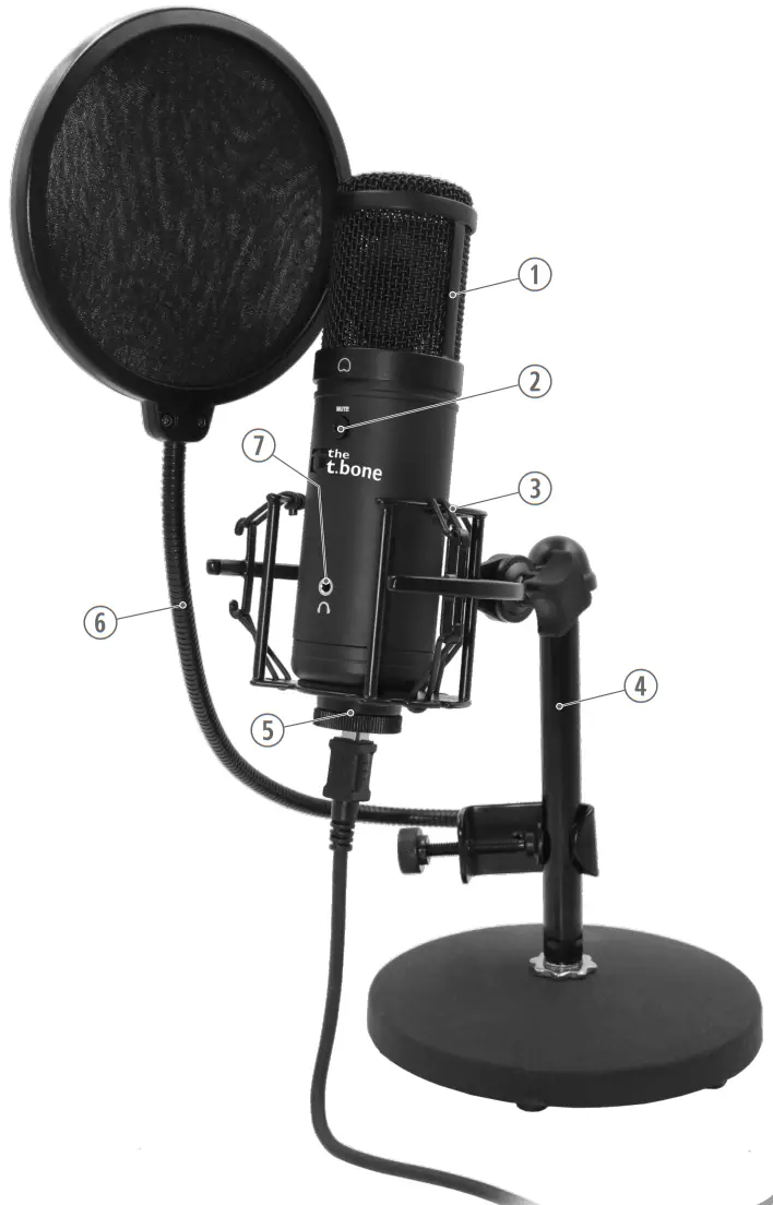 the t bone SC 420 USB Desktop Set Black & Silver