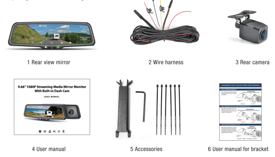 GERMiD-YVL-096AWF-FHD-9-66-Inch-1080P-Streaming-Media-Mirror-Monitor-With-Built-In-Dash-Cam-FIG-1