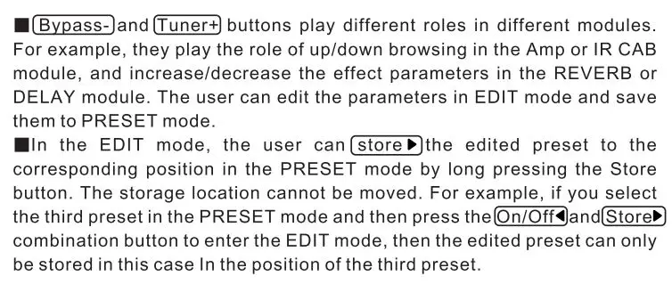 LEKATO PA-1 Multi-Effects Headphone Guitar Amplifier Owner's Manual - Preset and Edit mode