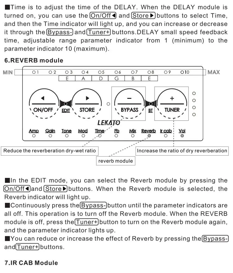 LEKATO PA-1 Multi-Effects Headphone Guitar Amplifier Owner's Manual - The function introduction of the effect module