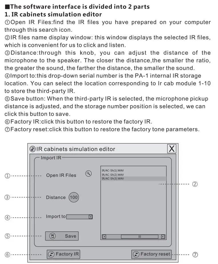 LEKATO PA-1 Multi-Effects Headphone Guitar Amplifier Owner's Manual - The software interface is divided into 2 parts