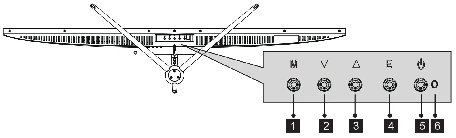 itek ITMF44A121DFHD 43  8 Inch Ultra Wide Flat Monitor - Buttons