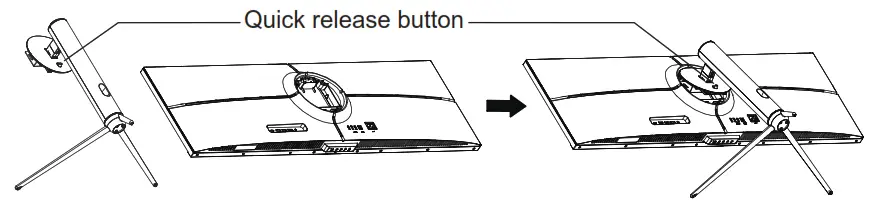 itek ITMF44A121DFHD 43  8 Inch Ultra Wide Flat Monitor - Quick release button