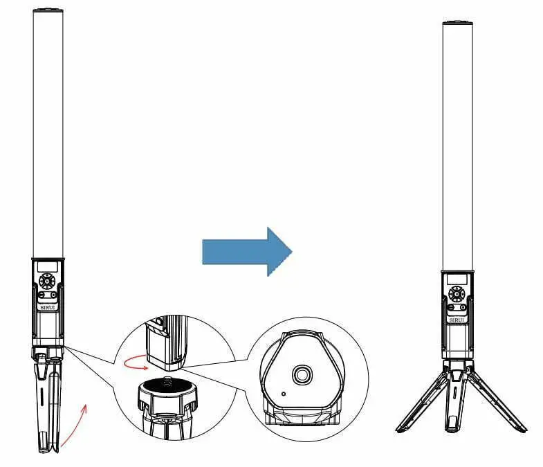 SIRUI Duken T60 Telescopic RGB LED Tube Light User Guide - Installation and Fixing