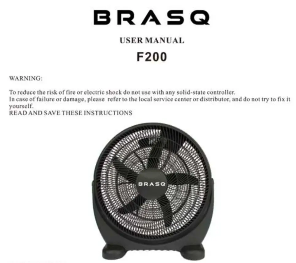 BRASQ Fan User Manual