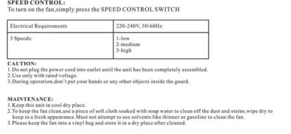 BRASQ Fan User Manual