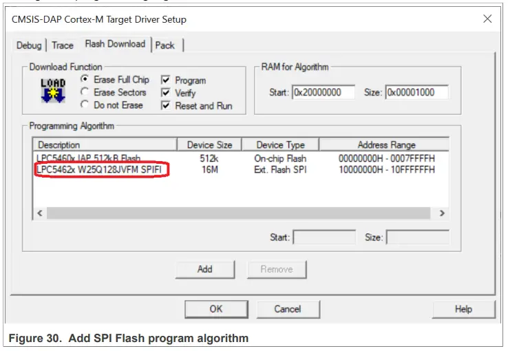 Set Flash Programming Algorithm