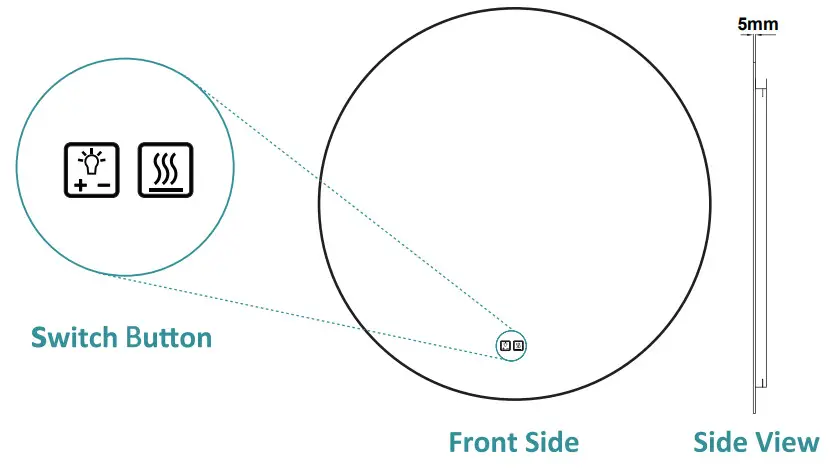 HOMLUX Round LED Bathroom Mirror - Light