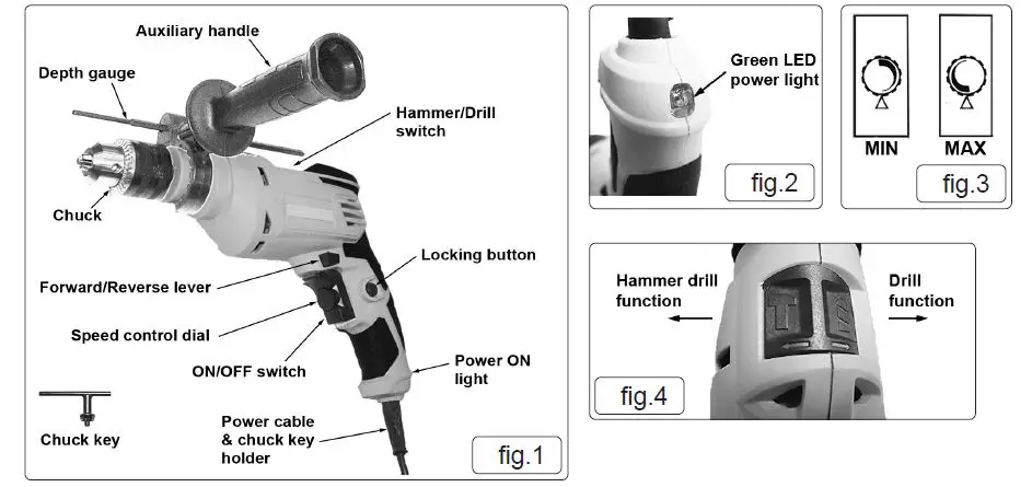 SEALEY SD750.V2 Variable Speed Hammer Drill fig 2