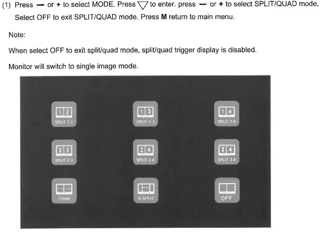 SHARP VISION EMSV1196 2.4G Digital 9-Inch Wireless Color LCD Monitor Instruction Manual - Menu