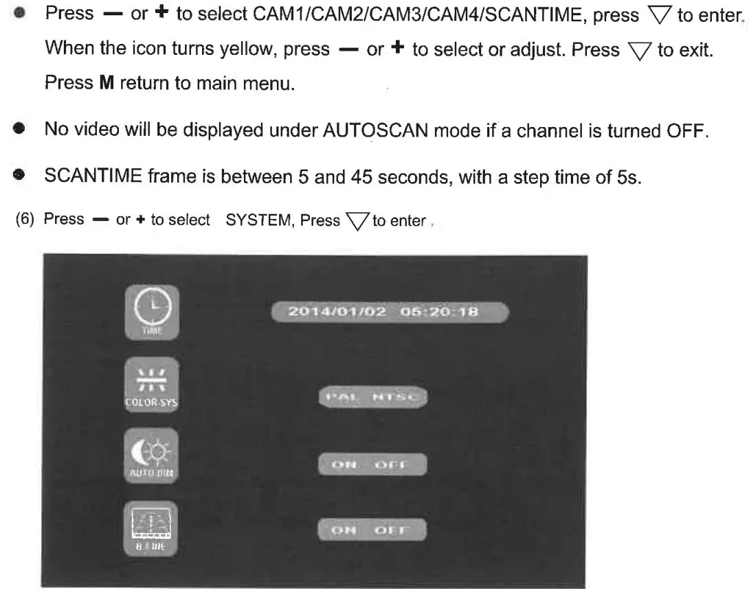 SHARP VISION EMSV1196 2.4G Digital 9-Inch Wireless Color LCD Monitor Instruction Manual - Menu