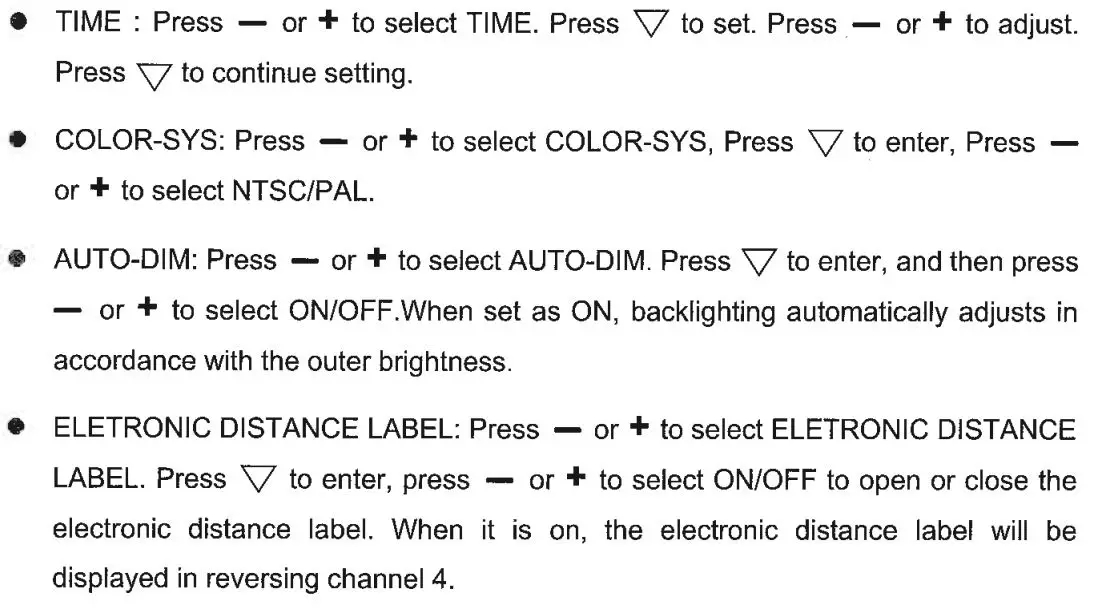 SHARP VISION EMSV1196 2.4G Digital 9-Inch Wireless Color LCD Monitor Instruction Manual - Menu