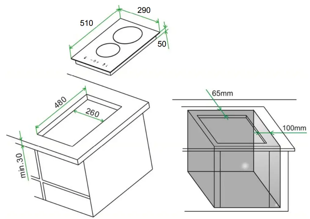 COOKOLOGY CET301 Built In Ceramic Hob - INSTALLATION