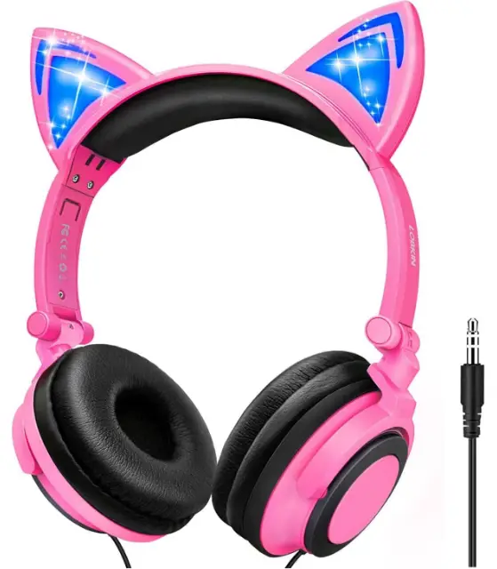 LOBKIN-S1062-Kids-Headphones-with-LED-Light-Up-Cat-Ears-Product