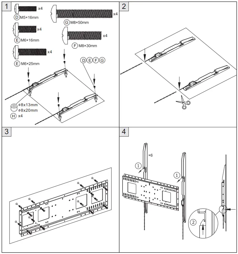 VISION VFM W10X6 Heavy Duty Flat Panel Wall Mount