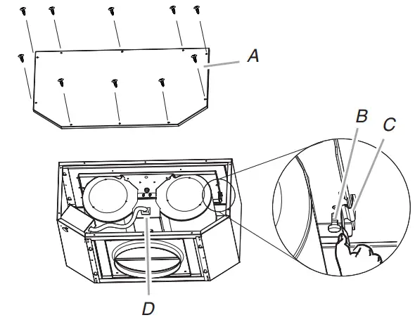 KitchenAid 36 Inch and 48 Inch Hood Liner -Dual Blower Motor Assembly 5