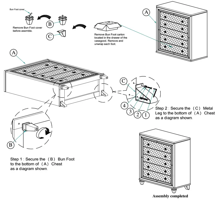 Best 9749 Venetian 5-Piece Champagne Queen Bedroom Set With Chest - 1