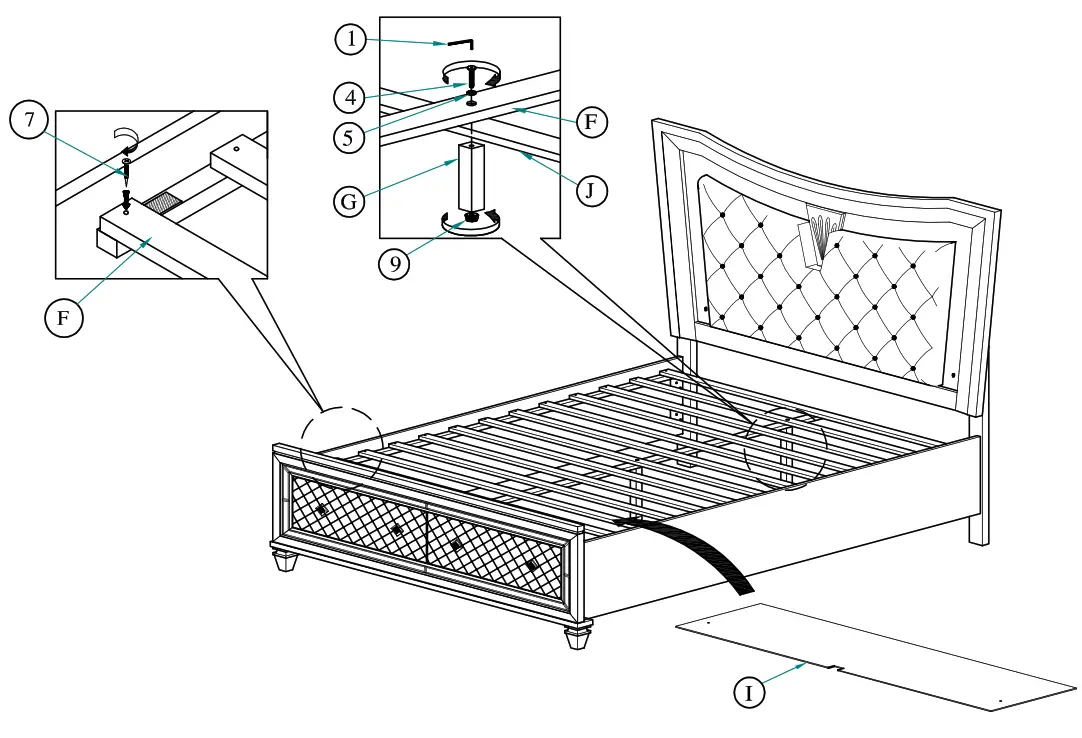 Best 9749 Venetian 5-Piece Champagne Queen Bedroom Set With Chest - 13