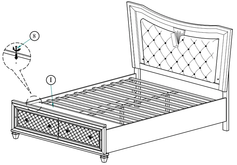 Best 9749 Venetian 5-Piece Champagne Queen Bedroom Set With Chest - 14