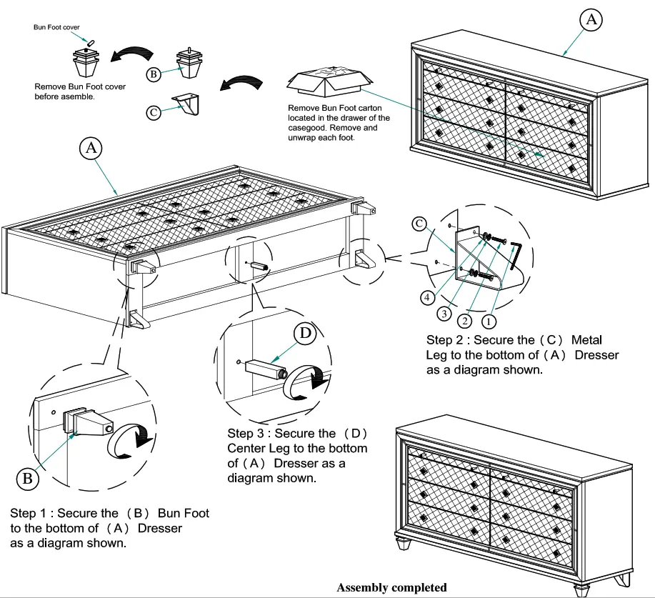 Best 9749 Venetian 5-Piece Champagne Queen Bedroom Set With Chest - 3