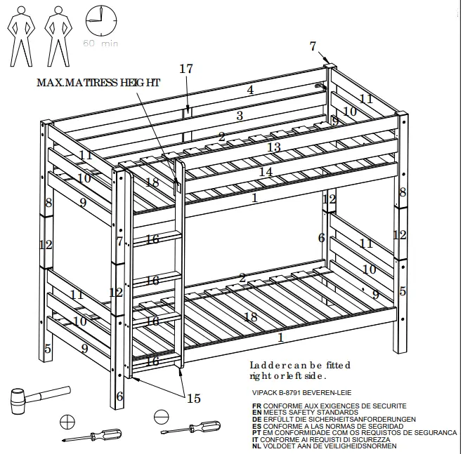 VIPACK-FURNITURE-PISB1610-Bunk-Bed-Claire-fig-2
