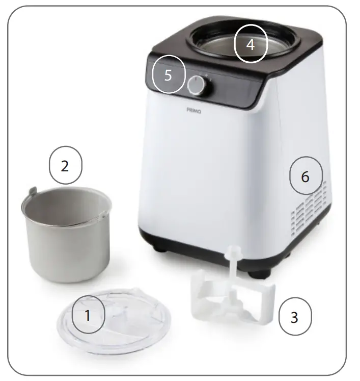 PRIMO PR401IM Ice Cream Maker - COMPONENTS