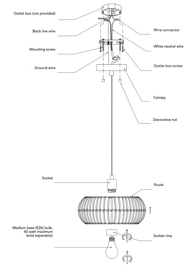 globe 91002262 Maren 1 Light Pendant Lighting - installation 2