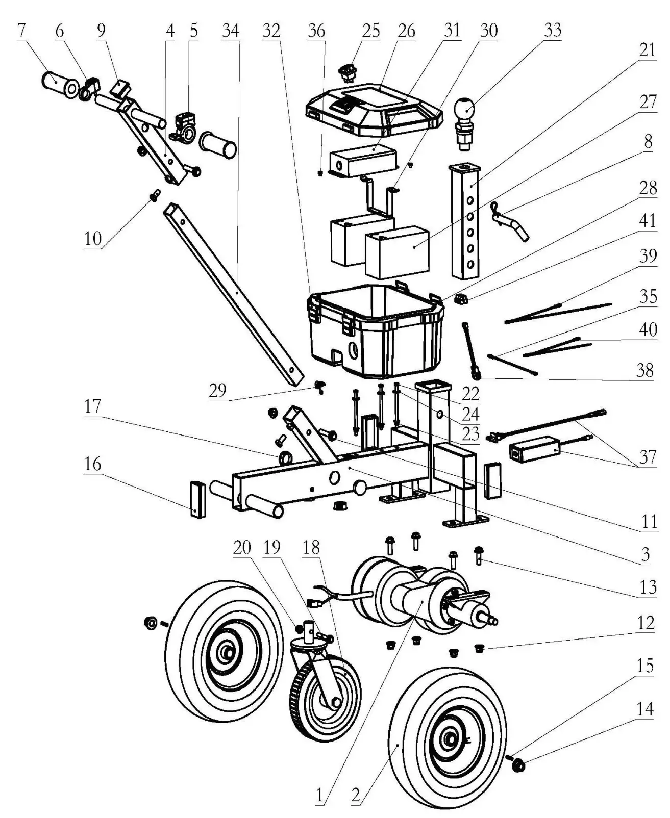 TOW TUFF TMD-35ETD8 Adjustable Electric Trailer Dolly - DIAGRAM