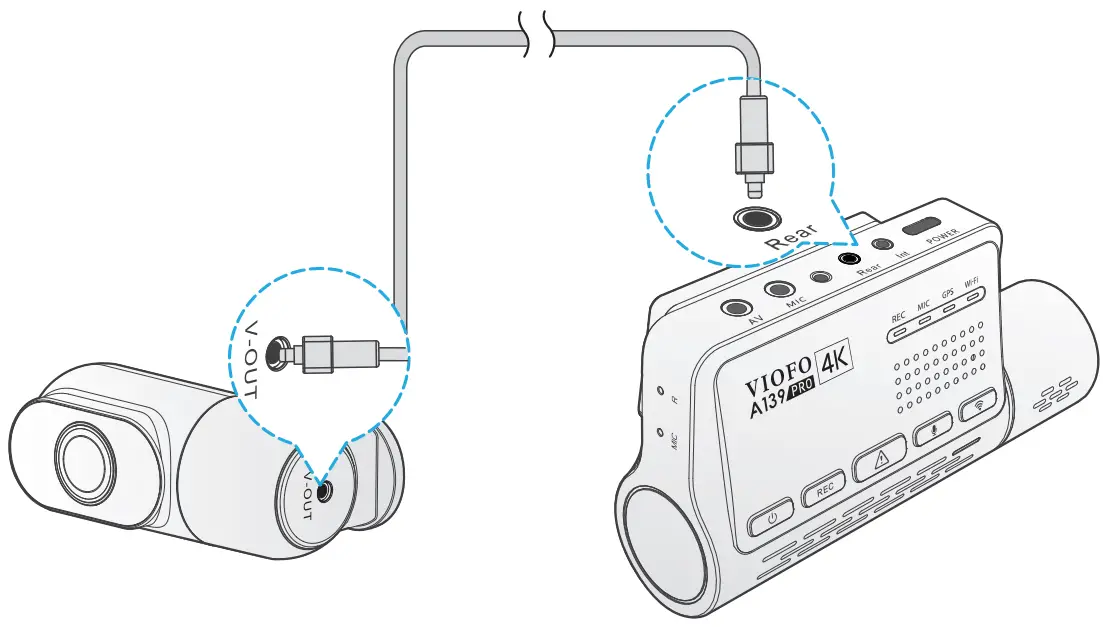 VIOFO A139 PRO 2CH First 4K HDR Front and Rear Dashcam - Cable routing