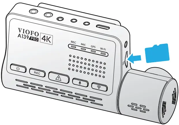 VIOFO A139 PRO 2CH First 4K HDR Front and Rear Dashcam - Memory Card