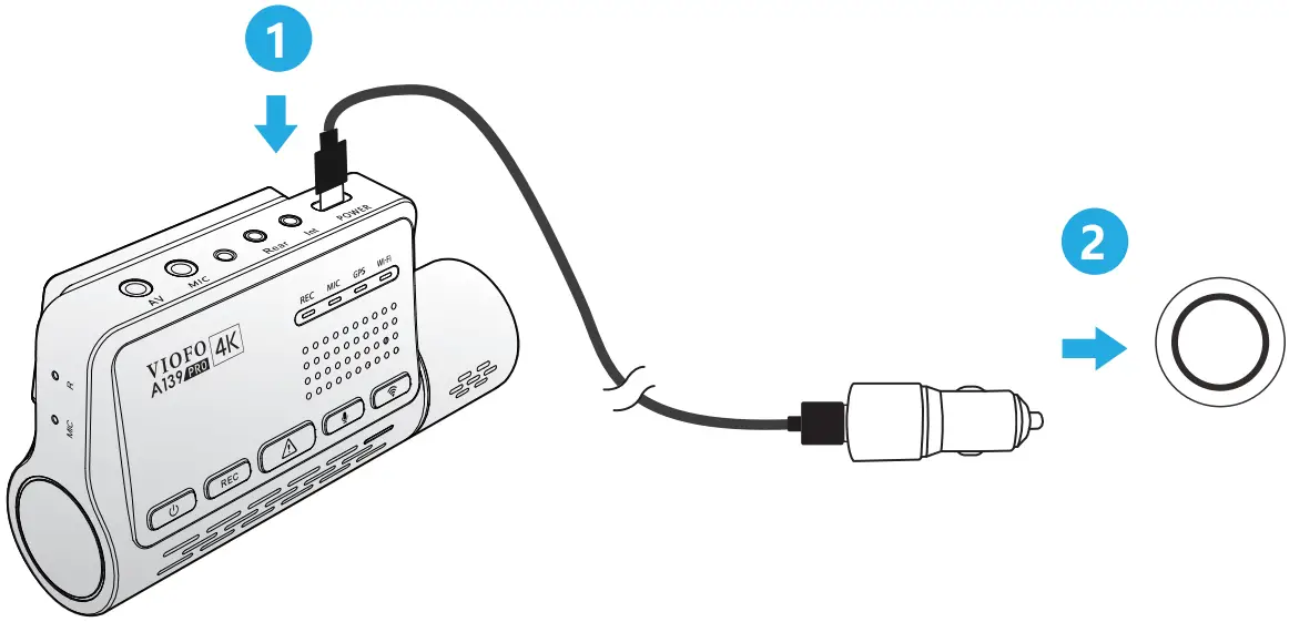 VIOFO A139 PRO 2CH First 4K HDR Front and Rear Dashcam - Type C port