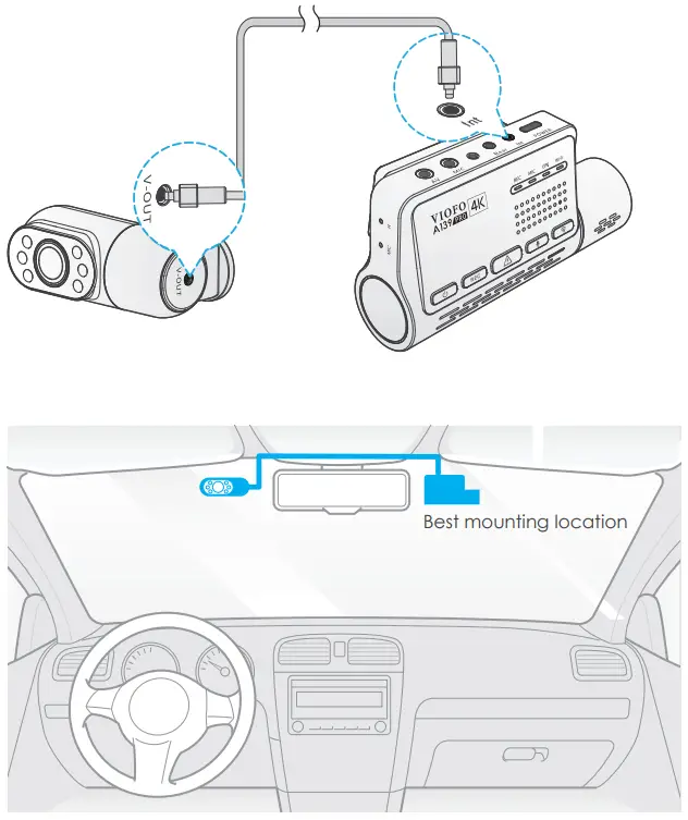 VIOFO A139 PRO 2CH First 4K HDR Front and Rear Dashcam - cable clips