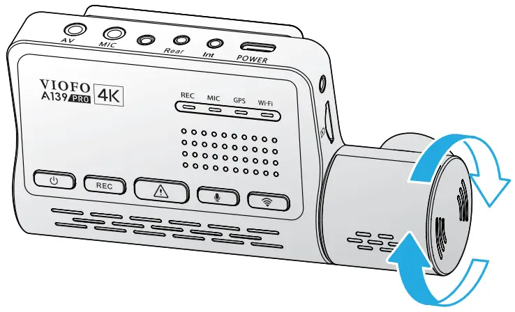 VIOFO A139 PRO 2CH First 4K HDR Front and Rear Dashcam - rotation