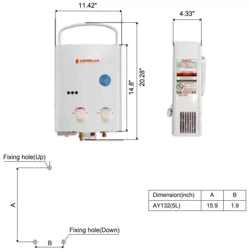 CAMPLUX AY132 Series Portable Tankless Gas Water Heater - fig 6