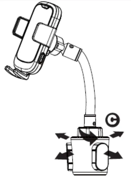 POWERTECH HS 9064 Car Cup Charger with 15W Wireless Charger - cup