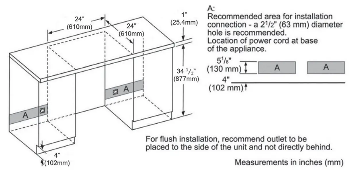 Thermador T24UC905DP Under Counter Double Drawer Refrigerator Freezer - DIMENSIONS 5