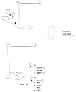 LUCCI 250920 Hansen LED Table Lamp with Wireless Charger-