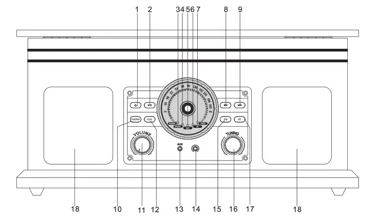VICTROLA VTA-250B 4 In 1 Turntable - Front View